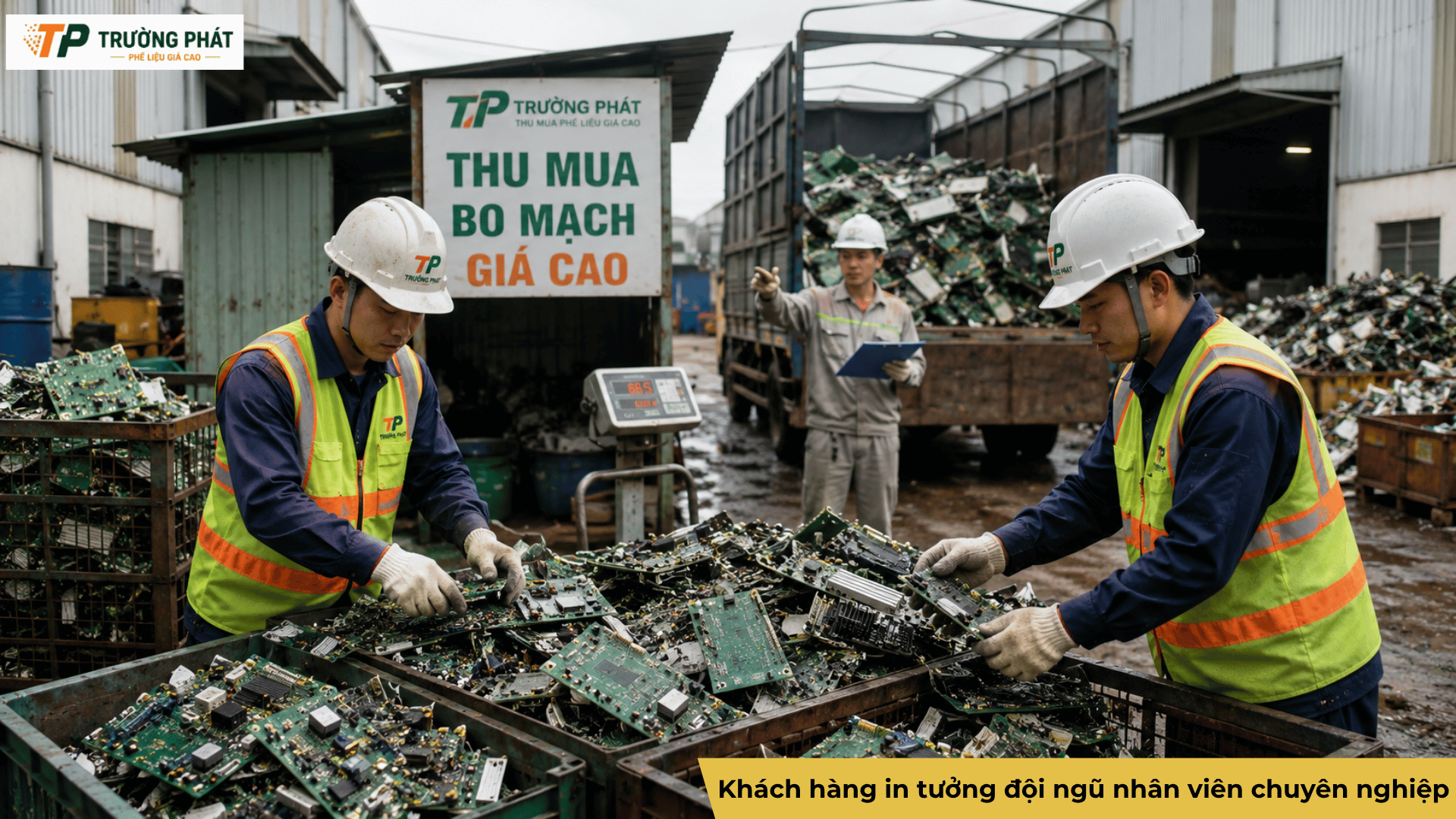 Đôi ngũ nhân viên thu mua phế liệu bo mạch chuyên nghiệp